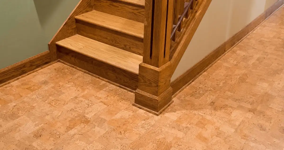 End of a staircase with cork flooring in Chandler, AZ