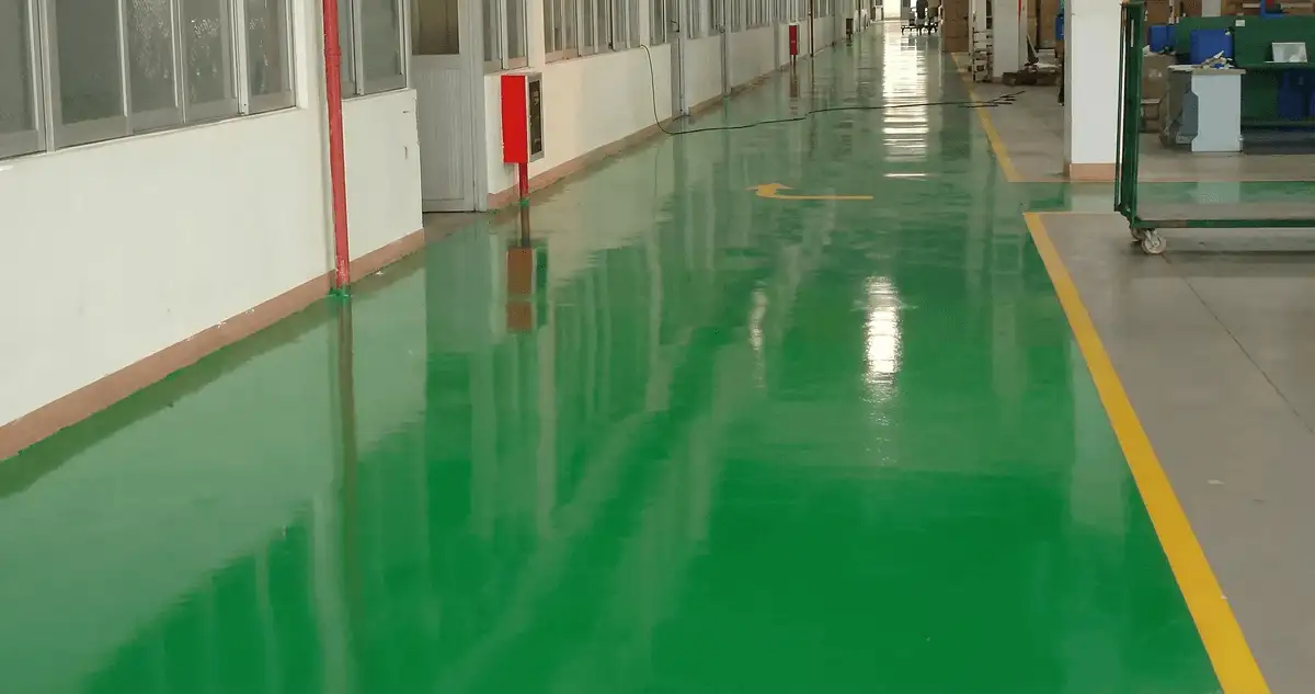 A factory floor professionally covered and marked with epoxy flooring in Chandler, AZ