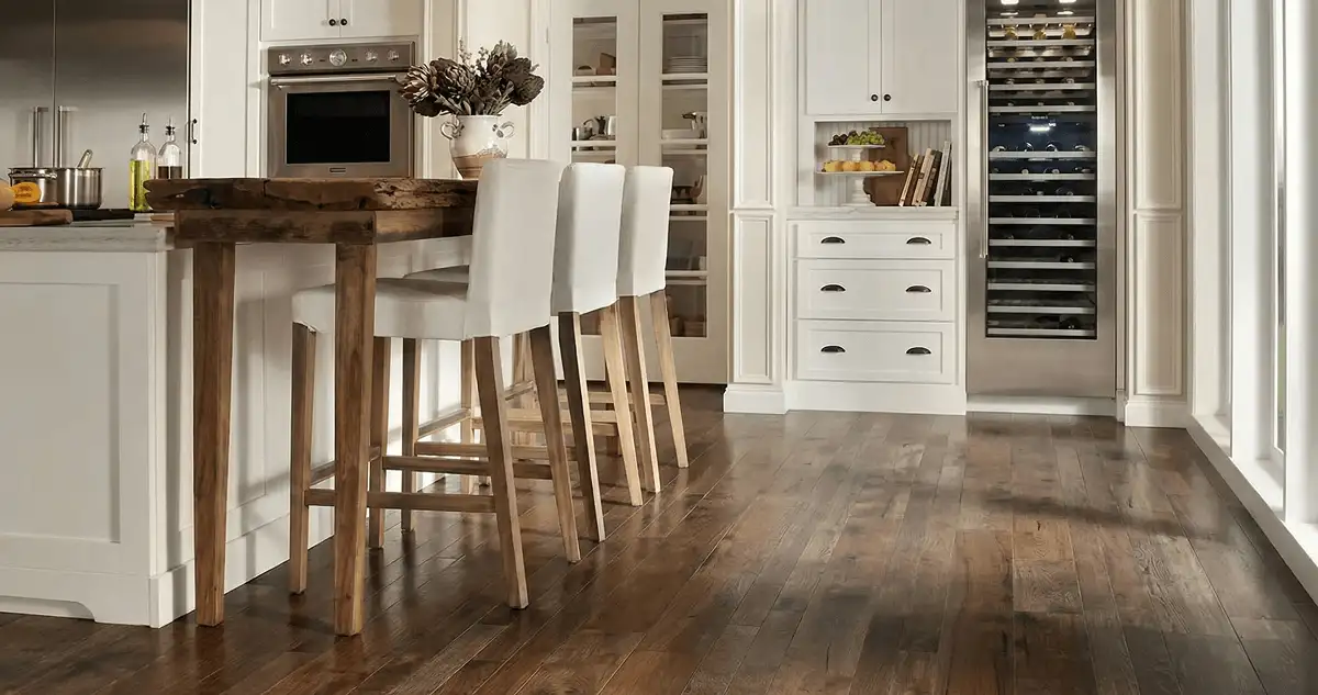 Professionally installed and refinished hardwood flooring in a residential home, showcasing smooth finish and natural wood tones in Chandler, AZ