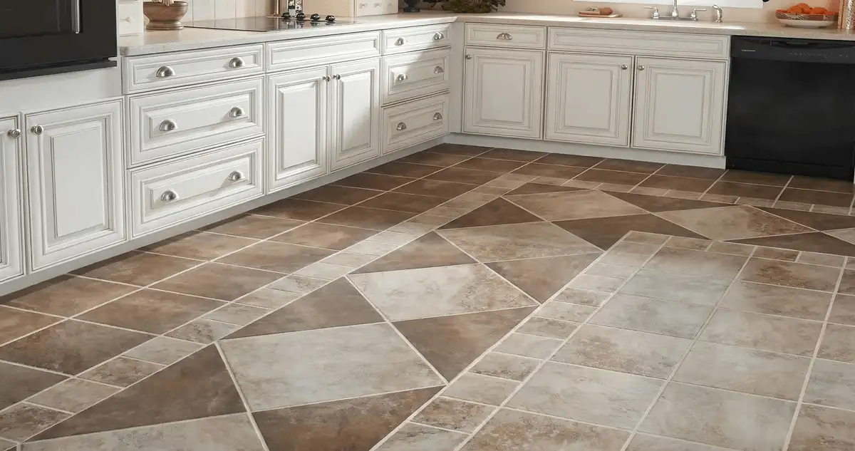 Kitchen with white cabinets and a professionally installed tile floor in Chandler, AZ